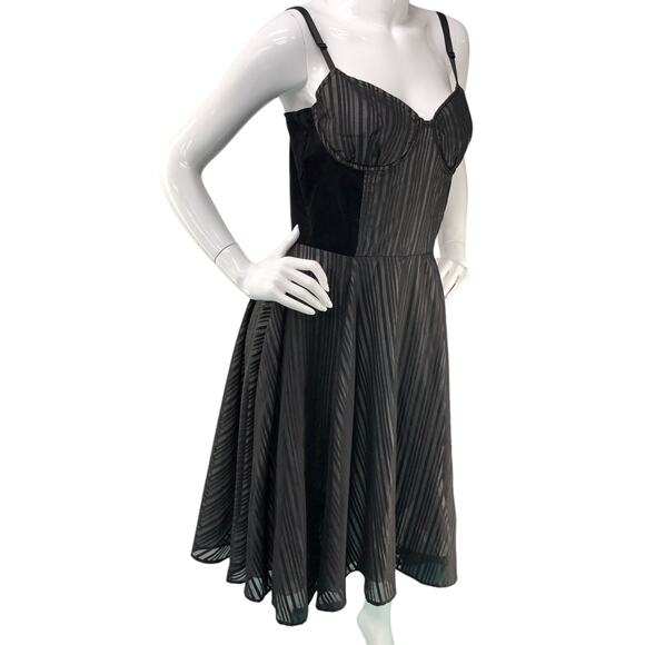 Lip Service Womens Size L Dress Black Stripe Bustier Cotton Fit And Flare - Picture 11 of 16